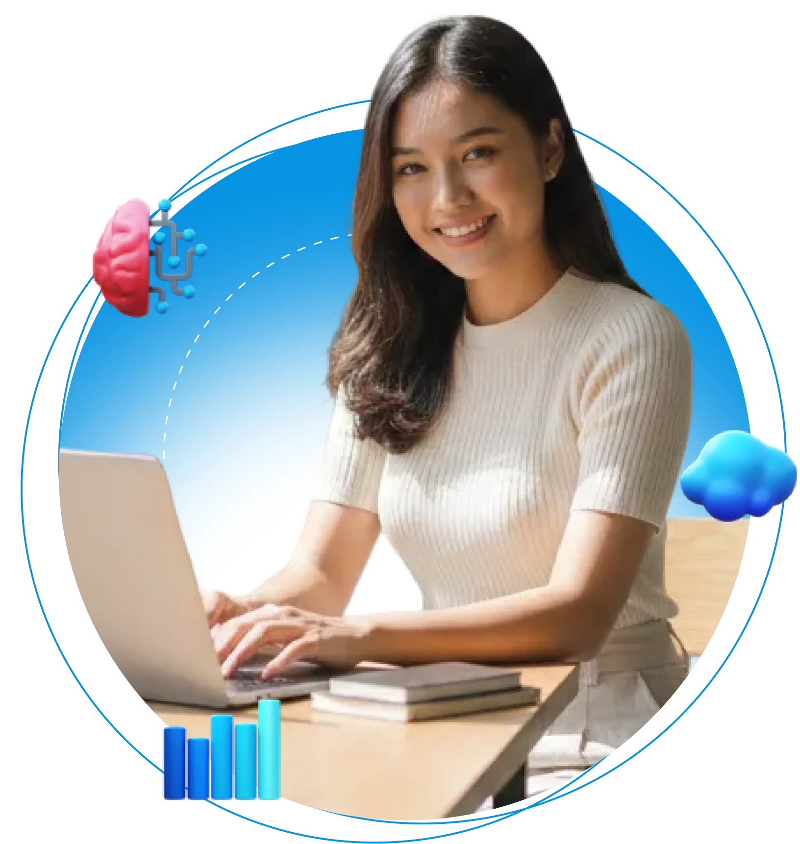 Student working with laptop — Applied AI & Data programme